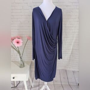 Gnw Blue Draped Women's Dress